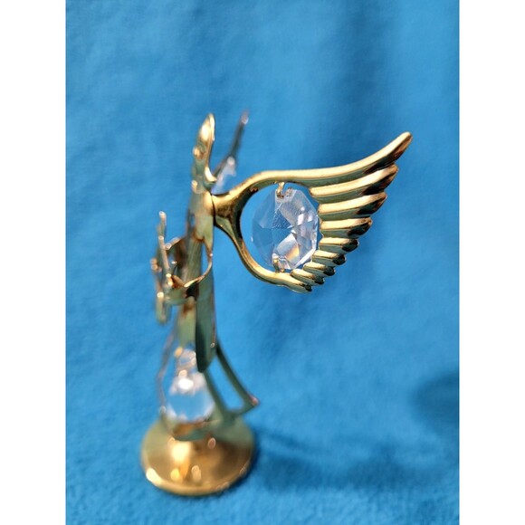 Vintage 1996 Austrian Crystal Angel w/Harp 24k Gold Plated Mascot Int'l - Picture 3 of 11